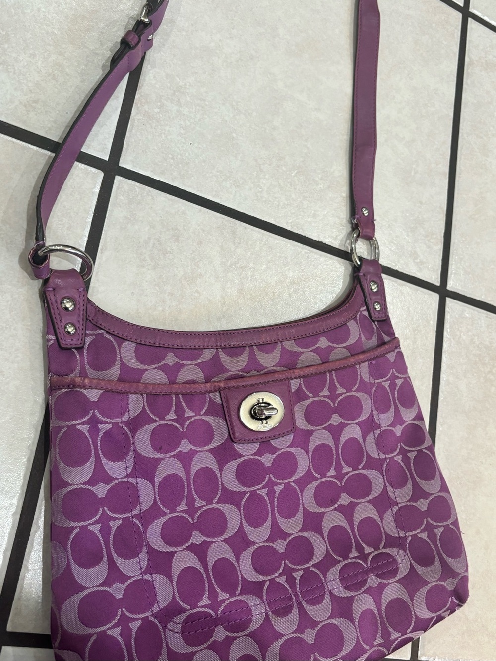 Coach Monogram Purple Crossbody Bag